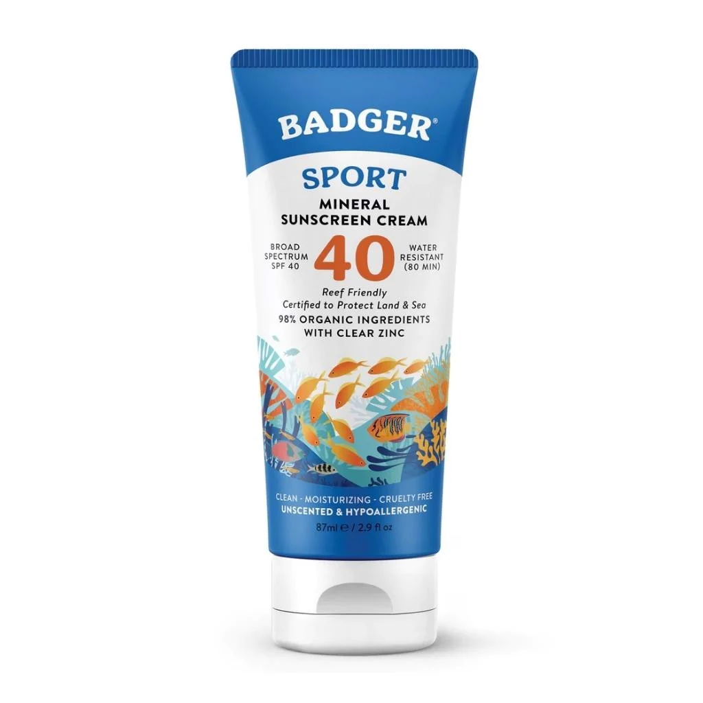 Kem Chống Nắng Vật Lý Thể Thao Badger SPF 40 Clear Sport Sunscreen